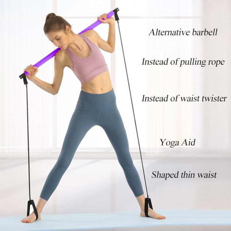 Elastik yoga pilates bar kit krop mave modstand reb yoga stang pilates stick fitness bar body workout