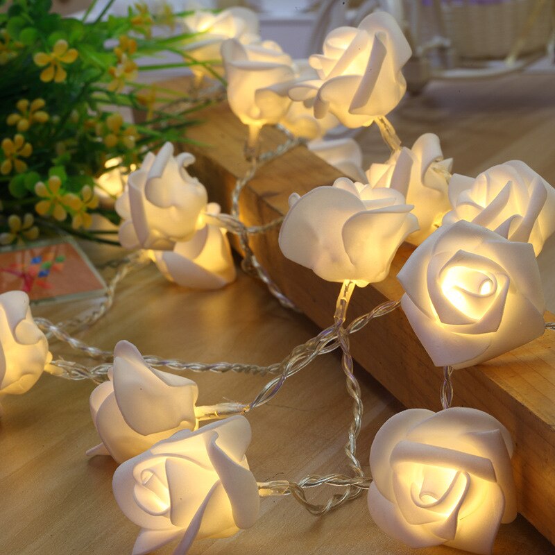 Lysstreng 2m 20 led 65mm store roser blomsterlys flere farger jule valentinsdag bryllup dekorasjon lys: Varm