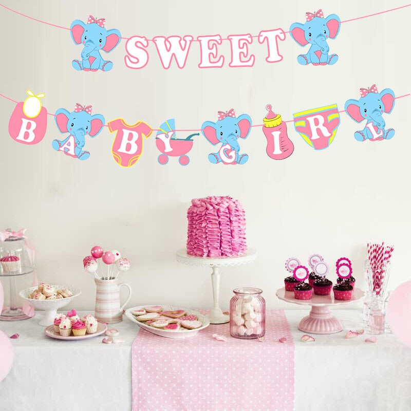 Baby Party Decoraties Leuke Olifant Ballonnen Baby Douche Olifant Banner Doop DIY Decor Oh Baby Jongen Meisje Verjaardag