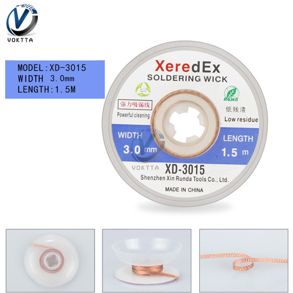 Alambre de soldadura de estaño, 1,5 M, 1,5mm, 2mm, 2,5mm, 3mm, 3,5mm, plomo, colofonia, núcleo de flujo, quita soldadura, herramienta de reparación de cables