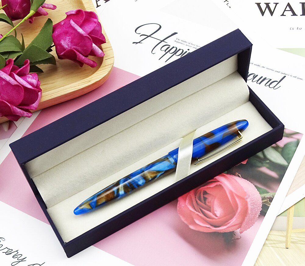 Moonman M100 Acrylic Resin Fountain Pen Schmidt Converter and Fine Nib 0.5mm Ink Pen Gold Trim Writing Pen