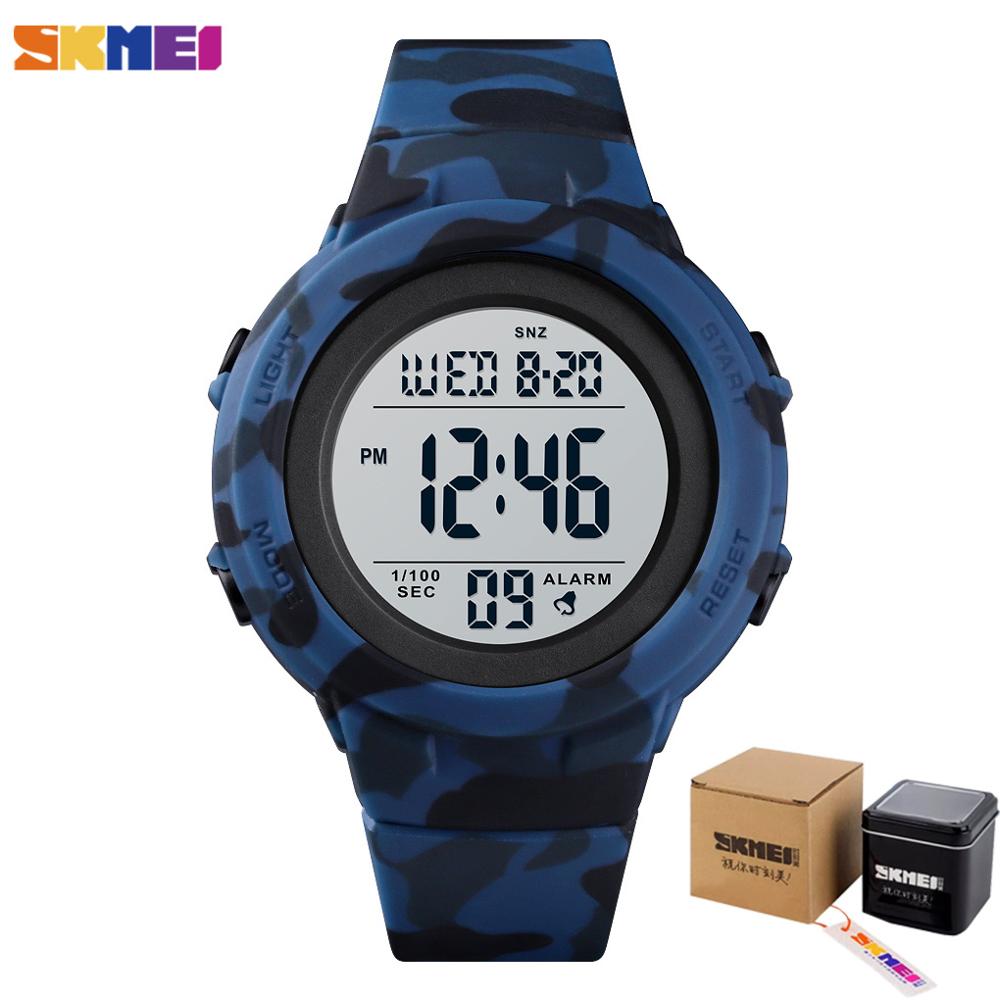 Skmei Dobbel tid digitale sportsklokker herre 5 bar vanntette støtsikker herre armbåndsur tid uformelt reloj hombre 1615: Camoblue med boks