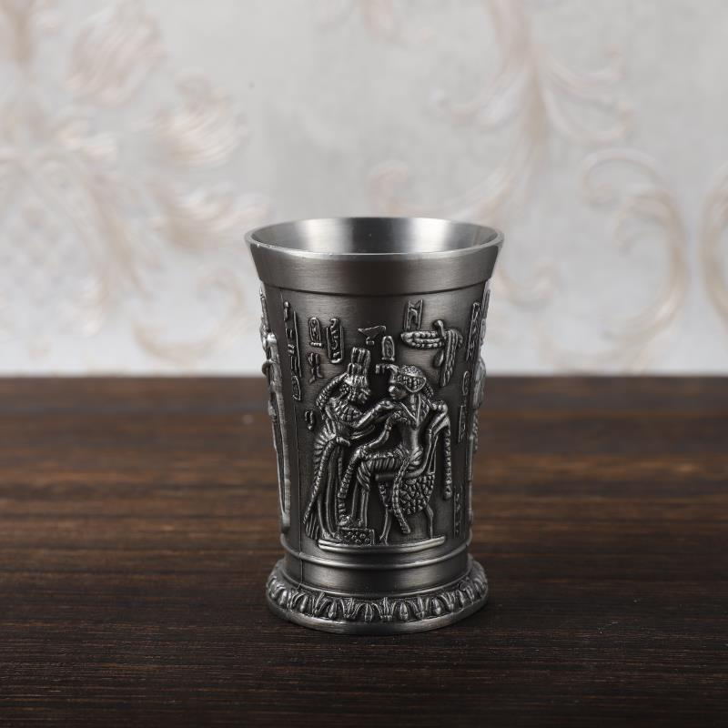 Copa de cobre antigua Retro del antiguo Egipto, vaso de chupito de licor y licor, obra de arte en relieve 3D, cóctel, copa de vino pequeña: Style2