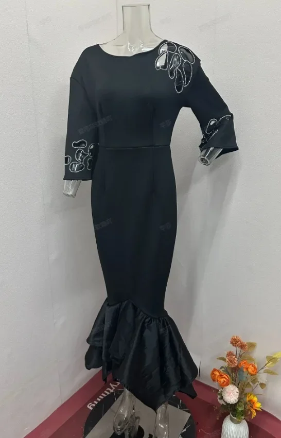 Vrouwen effen kleur mode uitgehold riem fishtail jurk sexy slanke avond lange jurk: M