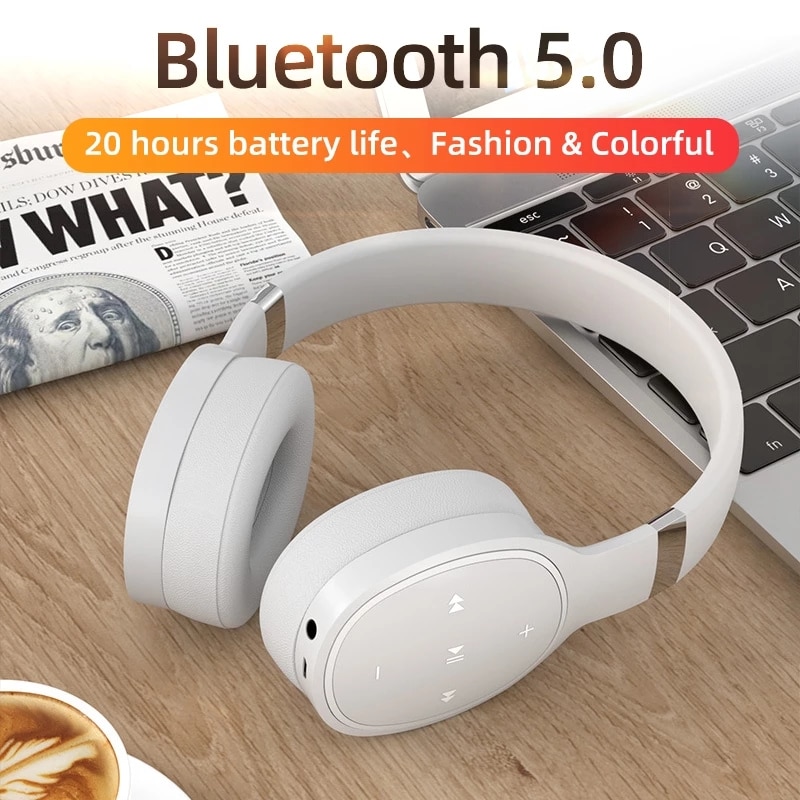 Casque d&#39;écoute sans fil Bluetooth 5.0 VJ087, casque d&#39;écoute stéréo HIFI avec Microphone, , coloré, mains libres, pour PC et téléphone intelligent