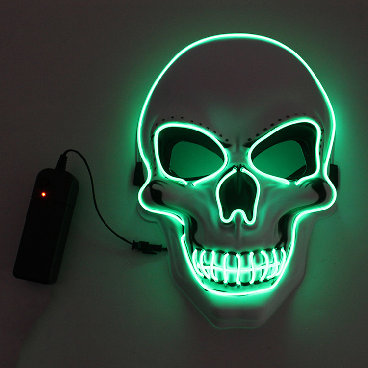 Halloween Horror Skull Mask LED Cold Light Mask LED Halloween Mask Cosplay Mask Halloween Party Decoration Luminous Skull Masks: green