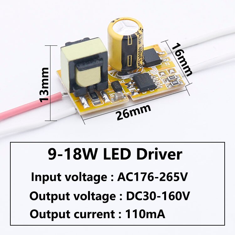 LED Driver 9W-18W Power Supply Constant Current 70-130mA DC30-160V Automatic Voltage Control Lighting Transformers For LED: New 9-18W 110mA
