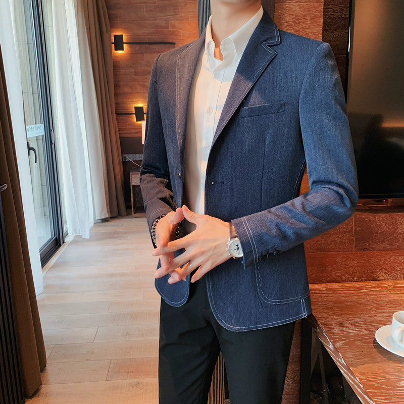 British Style Solid Color Men Blazers Slim Business Casual Suit Jacket Wedding Groom Dress Coat Male Street Wear Social Jacket