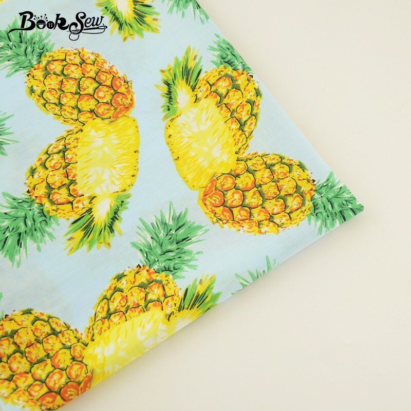 Booksew-tissu matelassé 100% coton ananas de fruits, tissu matelassé quart gras pour chemise, robe artisanale, Patchwork, Scrapbooking