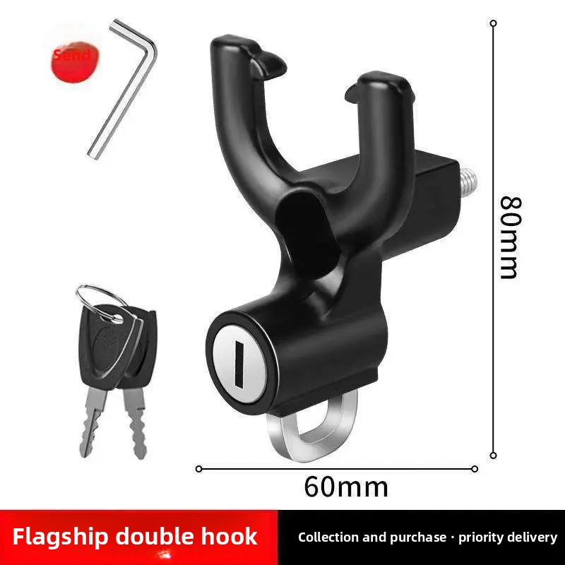 Helmetal motorcykelhjelmlås med krog tyverisikring vandtæt frontkrog fast sikkerhedshættelås til elbiler