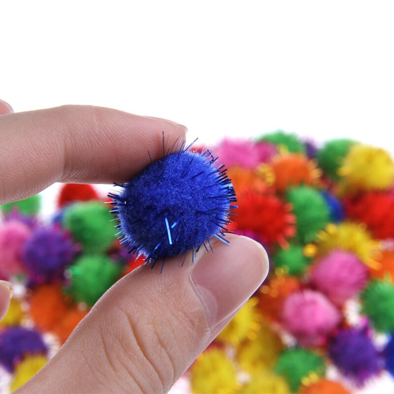 100 PCS Colorful Mini Sparky Glitter Tinsel Balls Small Pom Ball For Cat Toys