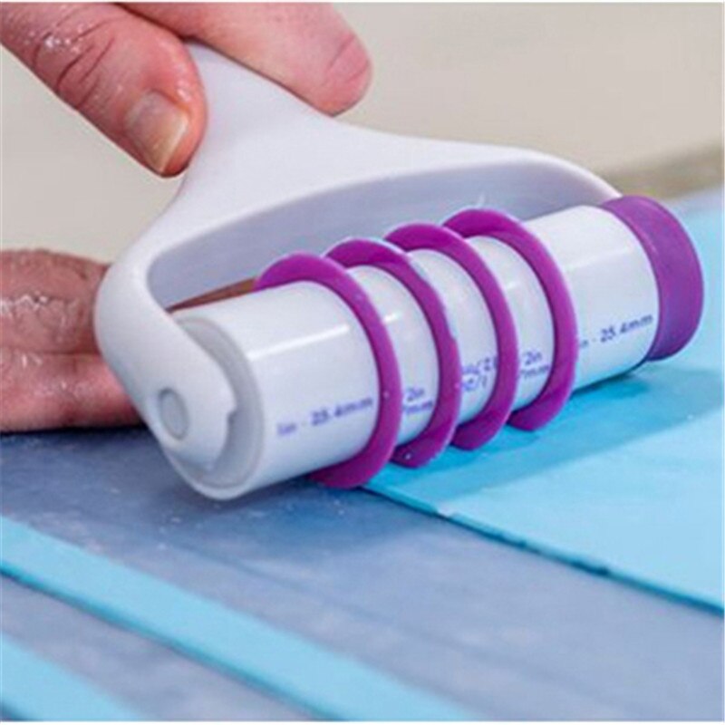 Fondant Strip Ribbon Cutter Sugarcraft Cake Decorating Tools Plastic Cake Rolling Pin Embosser Roller Set DIY Baking Cake Tools