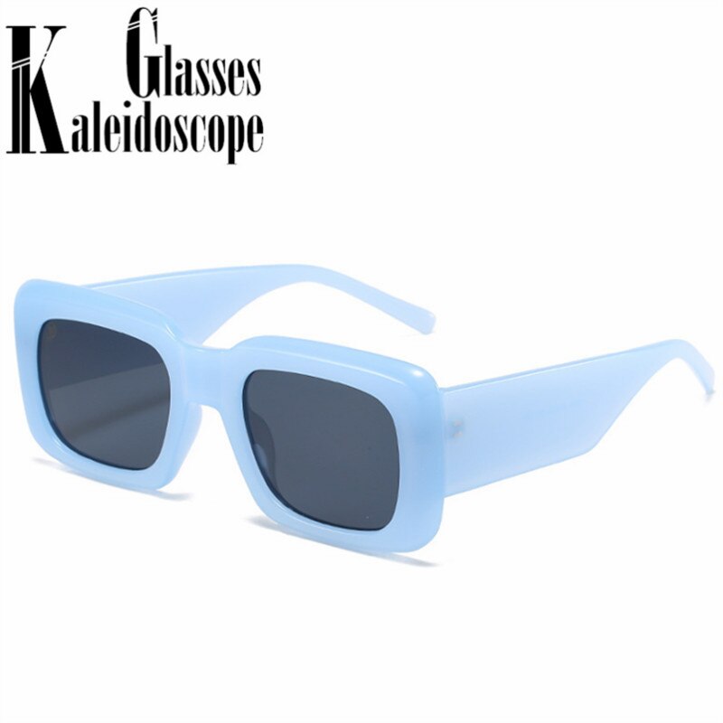 Vintage vierkante zonnebril dames heren brede poten blauwe gele zonnebril dames retro zwarte tinten spiegel  uv400 brillen