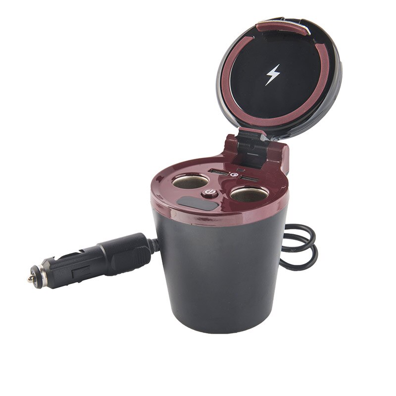 Portabicchieri Caricatore Wireless Auto - Ricarica Rapida 10W - Uscita USB - Con Supporto & Indicatore - Per iPhone 12/11/XS/XR: LD01 Nero