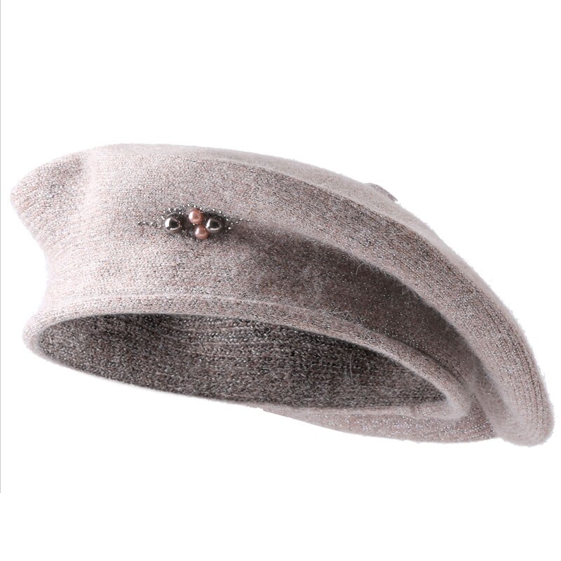 Vinter baskermössor för kvinnor ullstickade enfärgade basker kvinnliga mössor tjej höstvarma gorros märkes huvmössor: 20