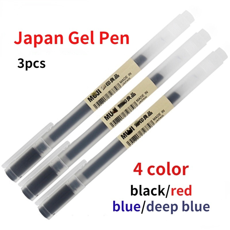 3 stk original mujis gel pen sort/blå/rød/dyb blå 0.38mm 0.5mm blæk farve pen kontor skole japan stationær гелевая ручка