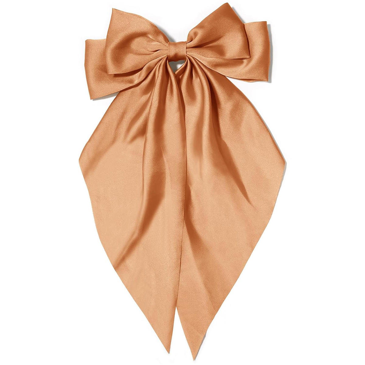 Grampo de cabelo com laço rosa feminino, grande laço de cetim branco, clipe de jacaré de cauda longa, laço de cabelo grande para meninas adequado para aniversário de casamento dan: Laranja