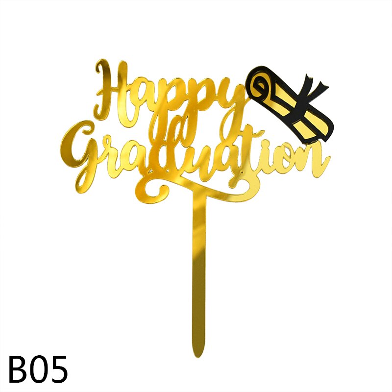 3/6Pcs Happy Graduation Cake Topper Gold Acryl Cake Decor Voor Felicitatie Grad Party Graduation Decoraties 2022: B05 / 3Pcs