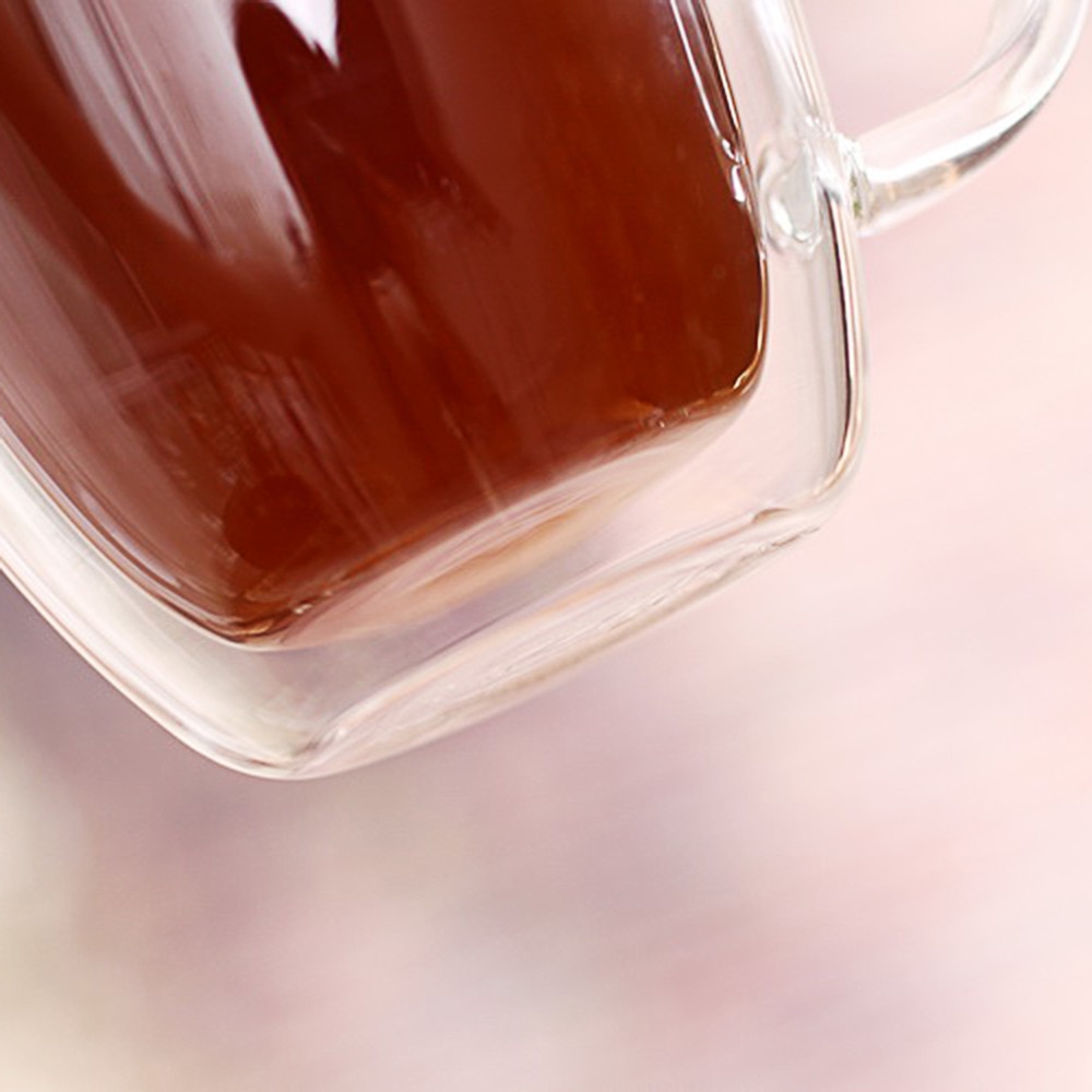 350ml Heat-resistant Mugs Handmade Healthy Coffee Mugs Double Wall Cups Glass Mugs Thermal Insulated with Glass Lid