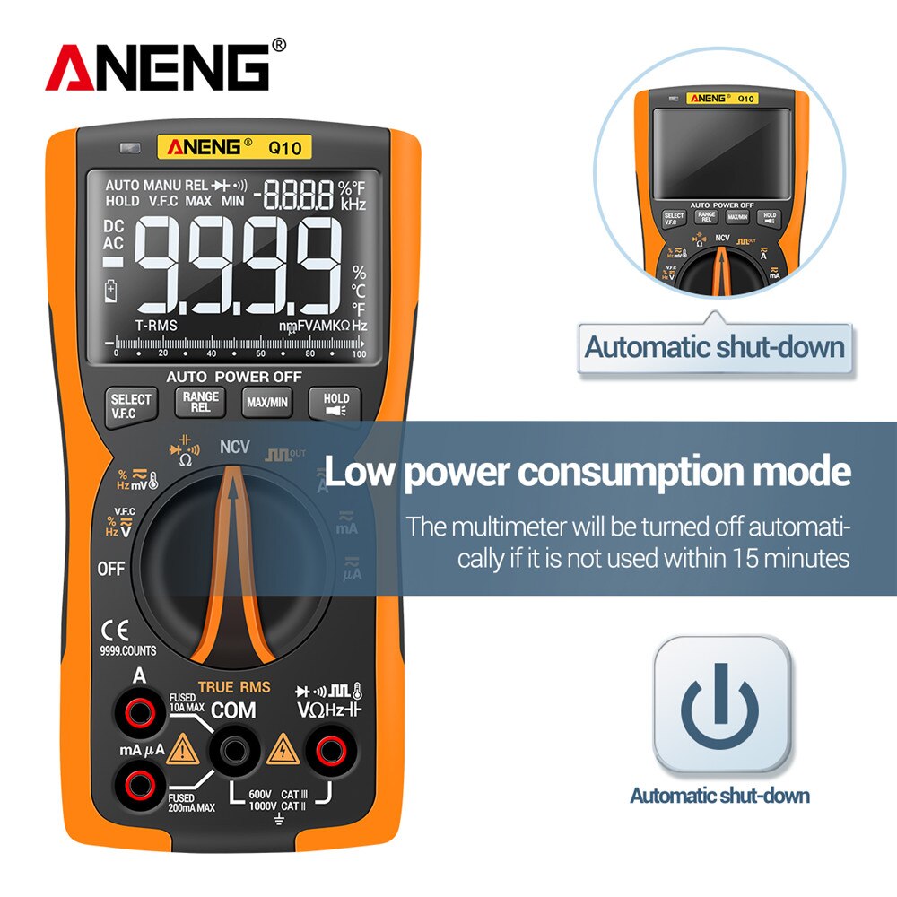 ANENG Q10 Digital Multimeter 9999 Tester Multimetro True RMS Analog DIY Transistor Capacitor NCV Testers LCR Meter