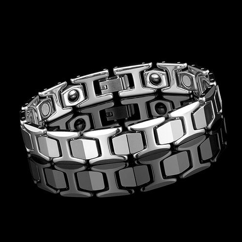 Healing Magnetic Bracelet Men/Woman Titanium steel 2 Health Care Elements Magnetic Tourmaline Rose Gold Bracelet Hand Chain: steel