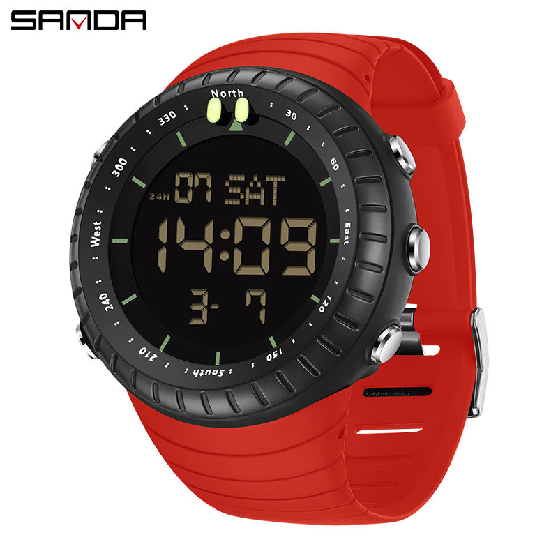 SANDA-reloj electrónico deportivo para estudiantes, cronógrafo Digital multifuncional, resistente al agua, LED, cuenta atrás, a prueba de golpes, 6184: YELLOW