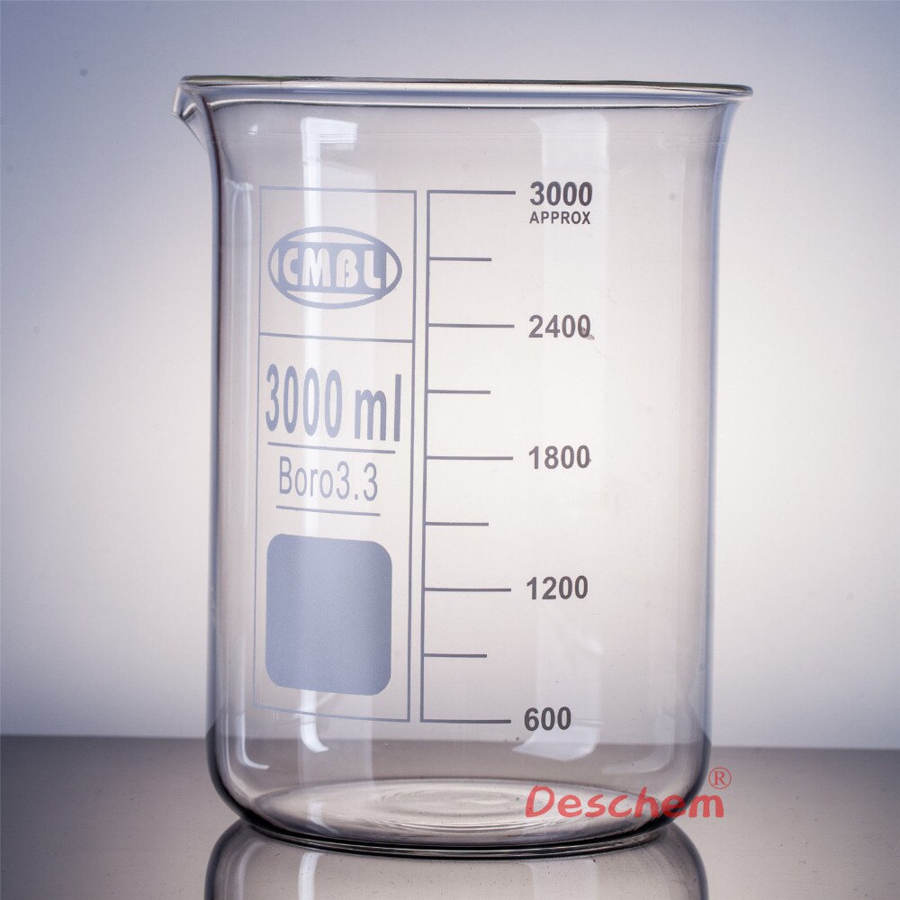 3000ml Glass beaker Low Form,3 Litre,Borosilicate Glass3.3 Beakers,Labware