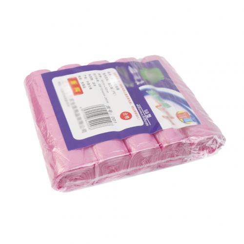 Household 5 Rolls Disposable Rubbish Bin Liner Plastic Garbage Bag Roll Cover Home Waste Trash Storage Container Garbage Bags: Pink