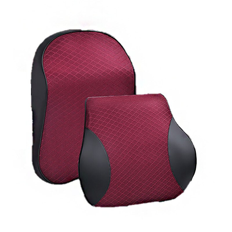 Auto voiture appui-tête cou oreiller lombaire dos appui-tête coussin pour conducteur mousse à mémoire voiture oreillers pour le bas du dos: red