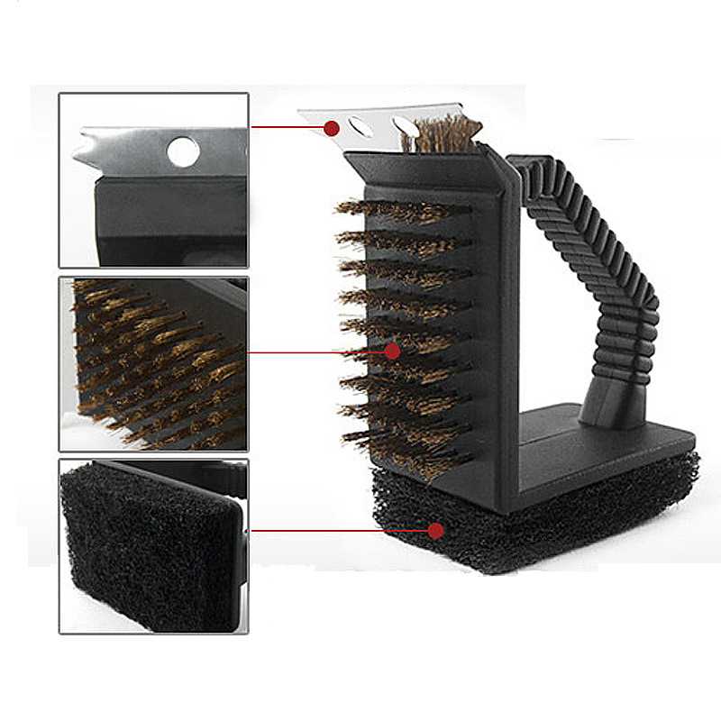 Drei-in-eine rechts-winkel kupfer draht pinsel dreieck draussen Grill werkzeug reinigung rotisserie kamin werkzeuge Grill