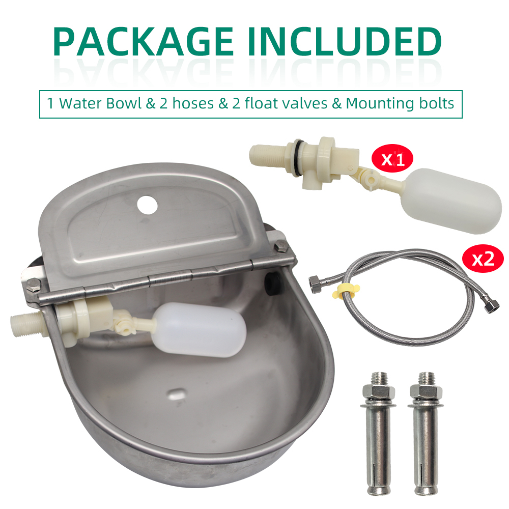1 conjunto automático tigela de vaca alimentador de água inoxidável tubo flutuador de vaca cavalo cabra cão gado ovelhas tigela de água para gado