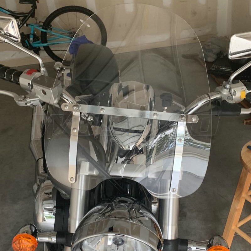 Windshield Windscreen For 2005 Yamaha Stryker 1300 XVS1300 Roadliner Stratoliner 1900 XV1900 7/8" 1" Handlebar Fixed Screen: 19in 22-25mm Clear