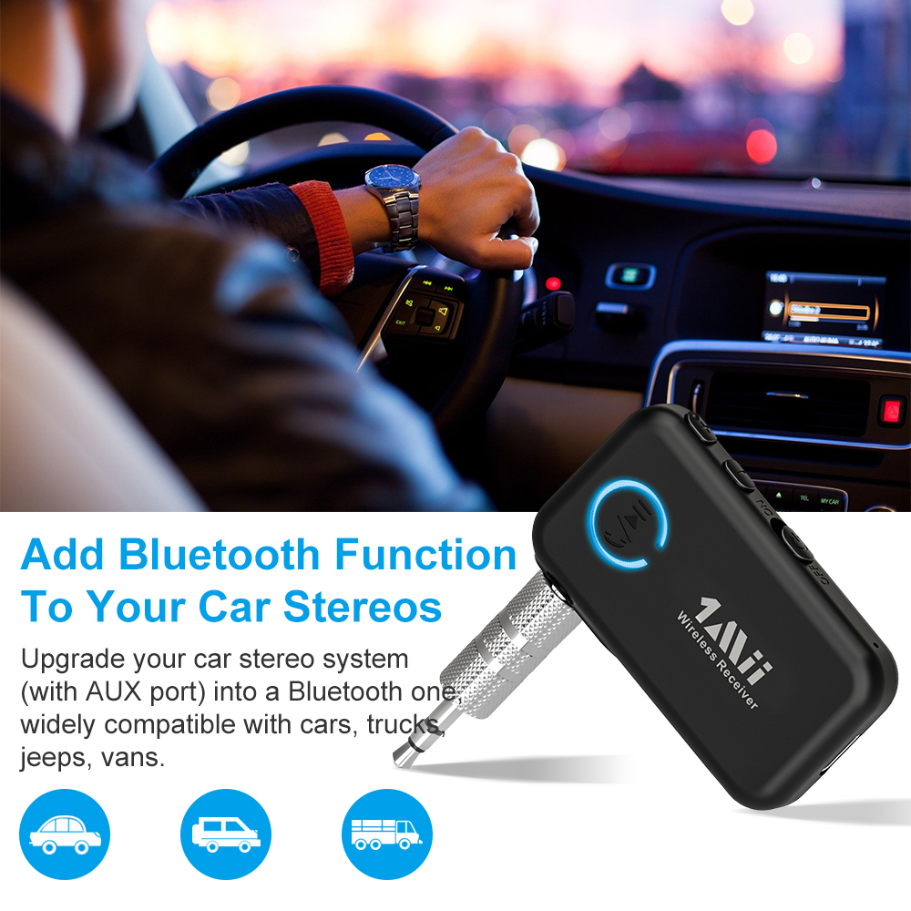 1mii ml100 receptor bluetooth 5.0 para adaptador de áudio aux de carro, com microfone 14h bateria longa 3.5mm jack para tv fone de ouvido alto-falante