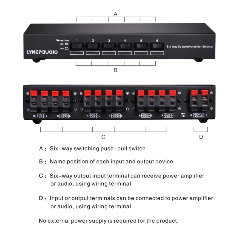 Multiple Amplifier/Receivers Speaker Bidirectional Selector Amplifier Switcher Multiple Pairs of Speaker