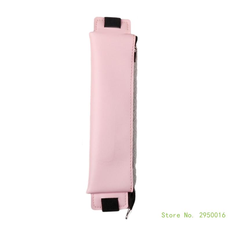 PU Leather Pen Holder, Zippered Pencil Holder Pen Sleeve Case with Elastic Bands for Notebook Planner Journal Notepads: Pink
