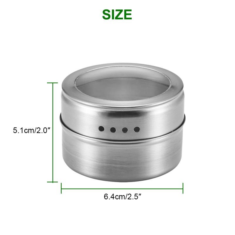 Magnetic Spice Jar Set With Stickers Stainless Steel Spice Tins Spice Storage Container Pepper Seasoning Sprays Tools