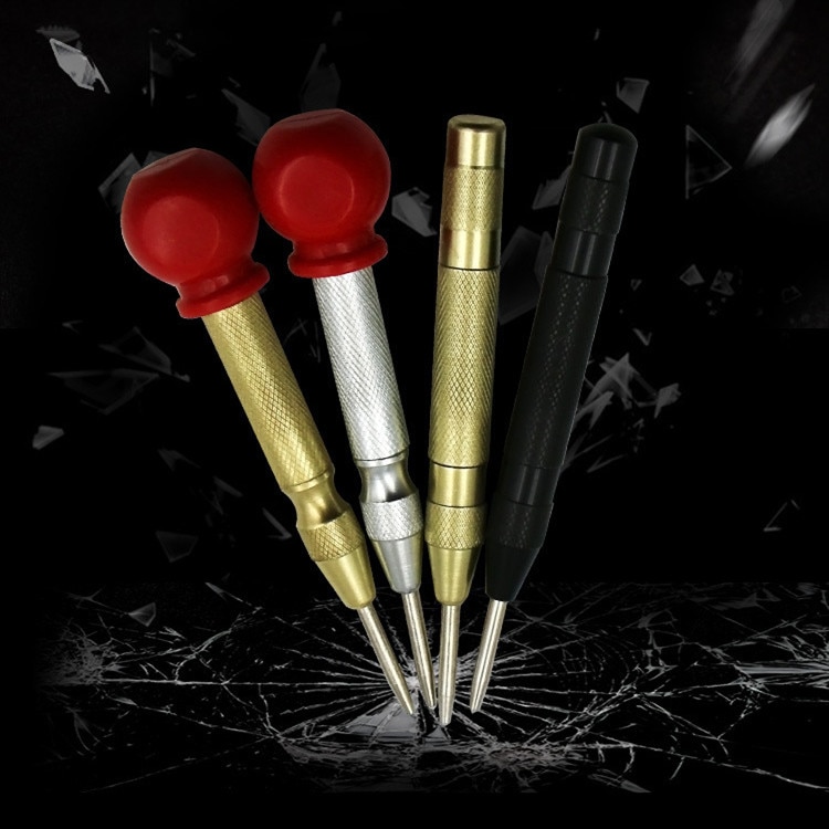 4 styles Automatic Center Punch Spring Loaded Marking Hole Carbon Steel Tool Body Gold Color/Silver Color Optional