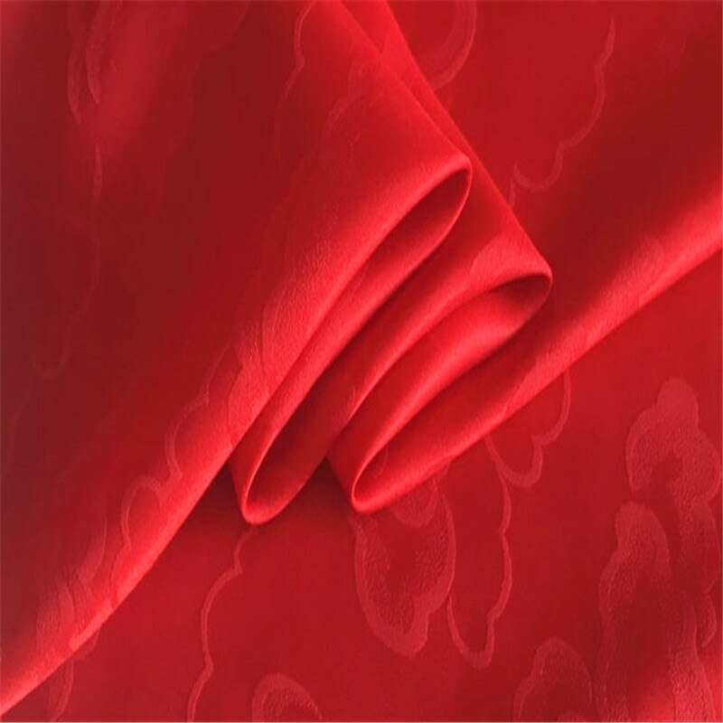 Jacquard bomulds silke stof 16m/m 114cm bredde sky brokade blandet silke til sengetøj til hjemmetekstiler: 4 røde