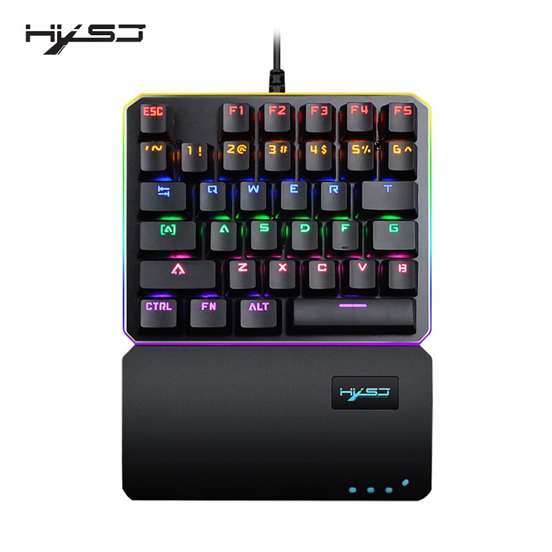 Hand keyboard 35-key RGB Multiple Backlight Mode HXSJ One-Handed Gaming Keyboard LSuitable for Game Players