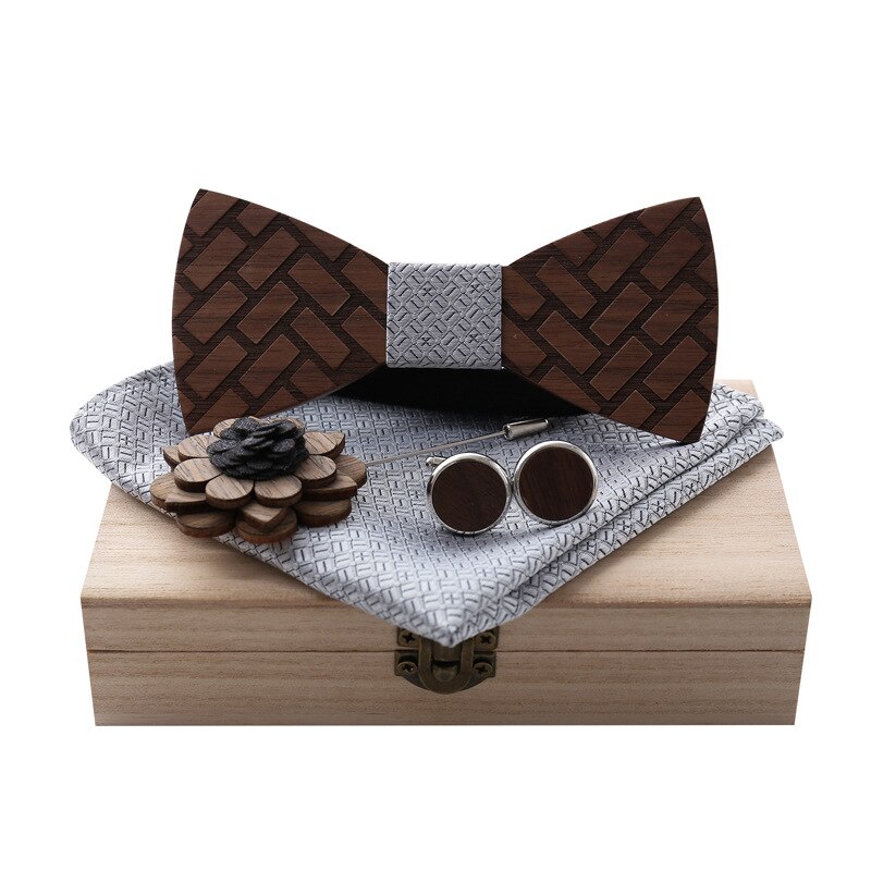 Houten vlinderdas voor heren, unisex, uitgehold, gesneden, retro stropdassen, verstelbare band, vintage vlinderdas: M3307-a5