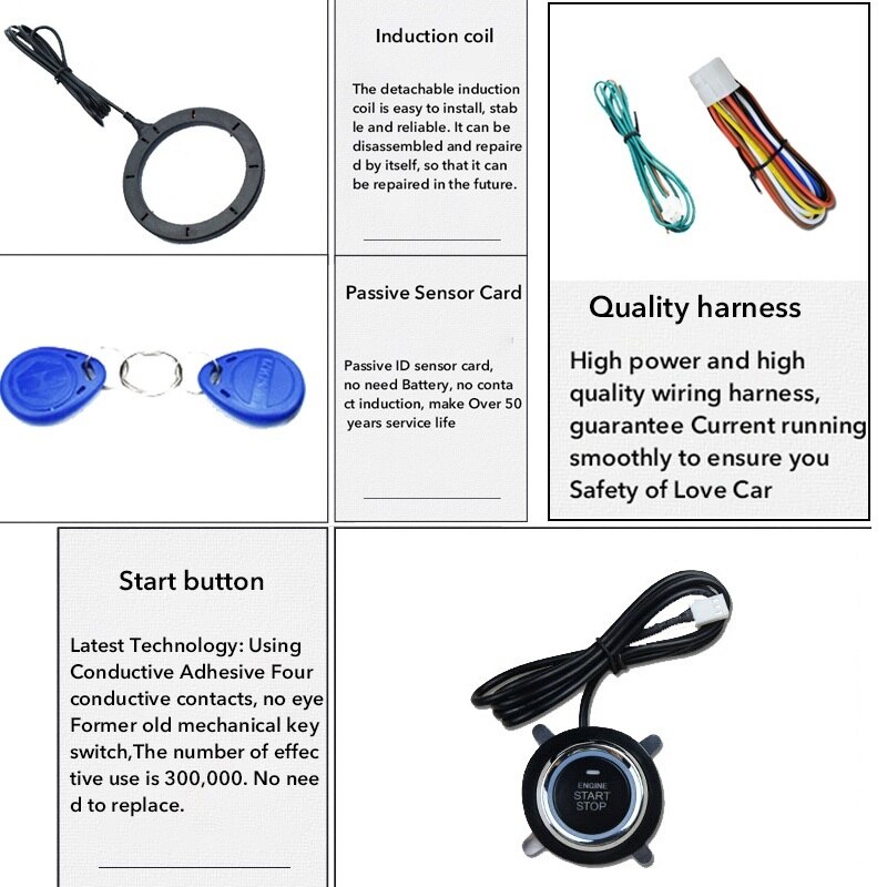 12V Stop Button Engine Push Start Button Car Alarm System RFID Hidden Lock Keyless System Button Tactile Buttons