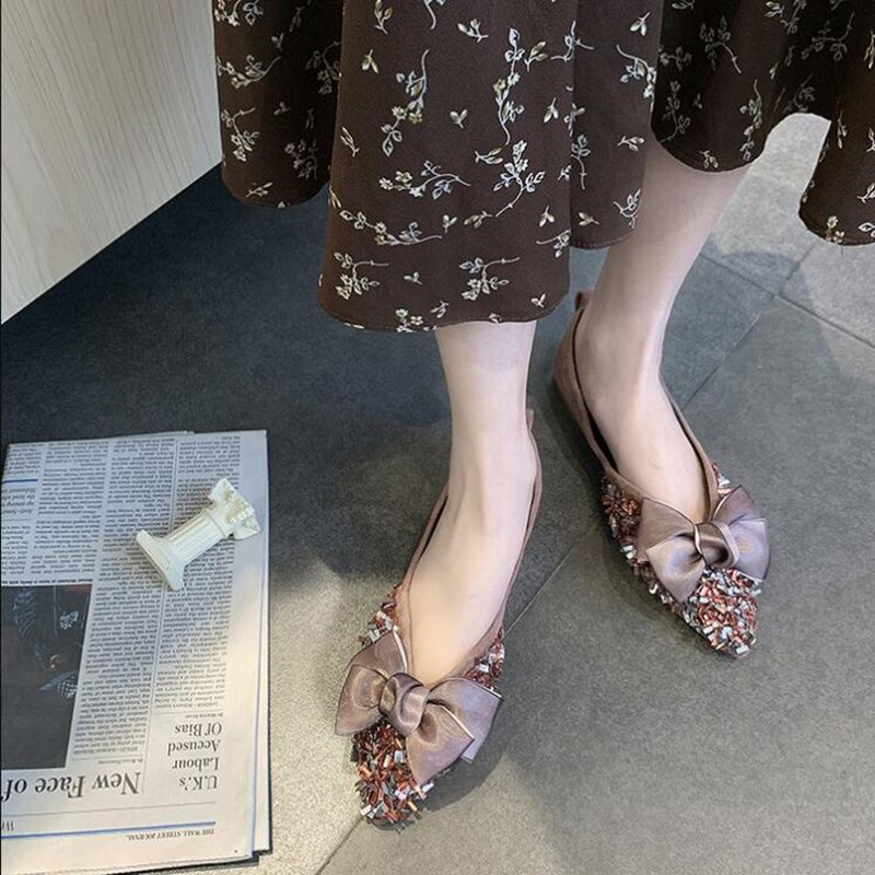 Femmes chaussures femme unique pompe chaussures Sequin Bow chaussures été confortable respirant chaussures D05