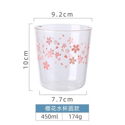Tasse transparente à fleurs de cerisier, rose, café au lait, verre Sakura résistant à la chaleur, sous-verre Kawaii: A