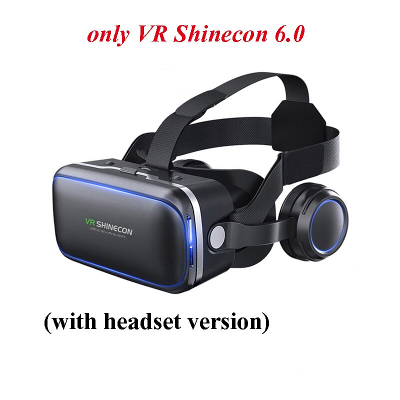 VR Shinecon 6.0 3D bril Virtual Reality bril google Kartonnen VR DOOS 2.0 VR headset met koptelefoon gampad Voor smartphone: with headset