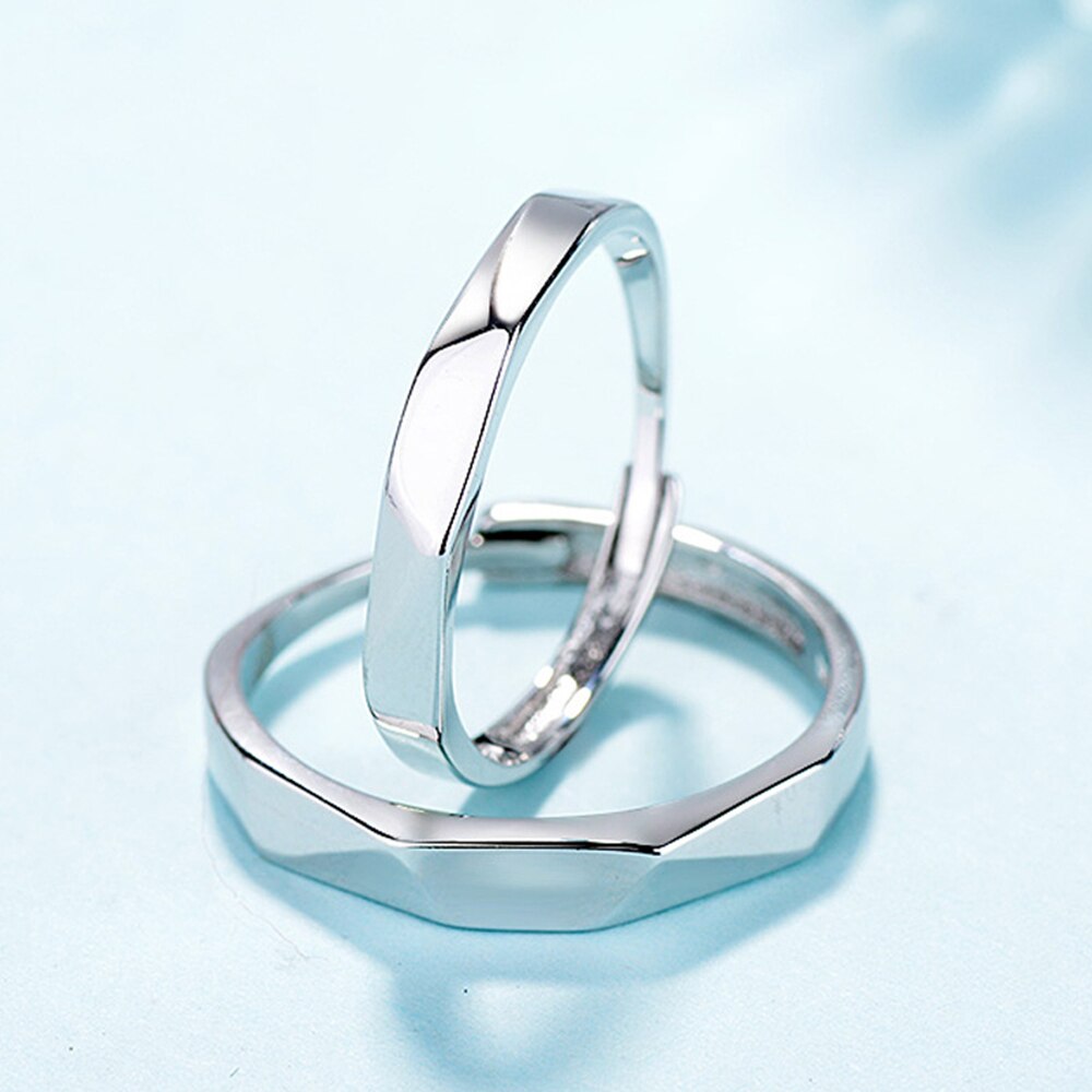 Einstellbare Ring Schmuck Kristall Hochzeit Verlobungs Paare Paar Ringe Ring OL temperament geometrie paar