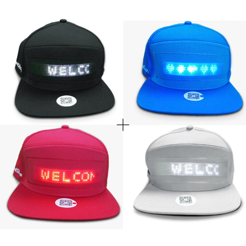 Sombrero LED que brilla con aplicación para teléfono móvil, se desplaza de forma inalámbrica, Bluetooth, pantalla Flexible, gorra LED, pantalla de mensajes
