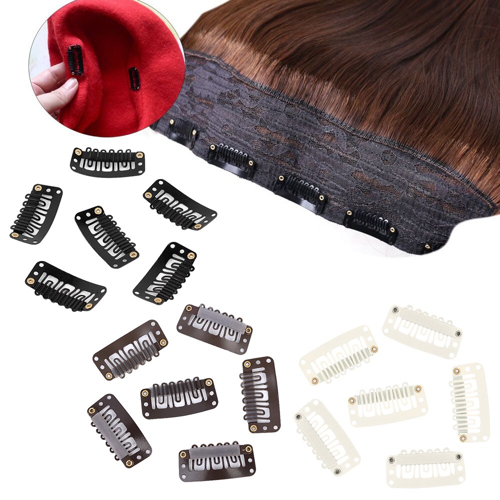 Extensión de pelucas de Metal en forma de U para mujer, pinzas de presión fijas, soporte de cola de caballo, horquillas, pasadores, accesorios para el cabello de 32/28/24mm, 20 Uds.