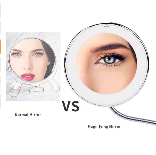 360 graders vikbar spegel roterande makeup flexibel spegel förstorande makeup bad led spegel
