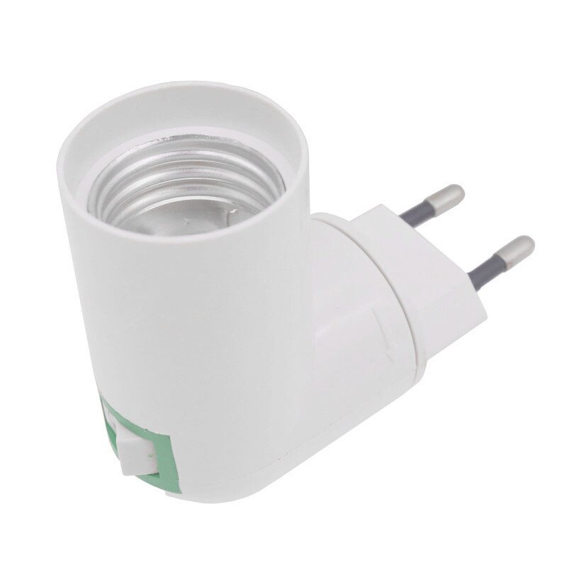 1pc E27 LED Light Socket PBT PP E27 EU To US Plug Adapter White Base LED Lamp Base With Switch Adapter Converter Socket: with switch
