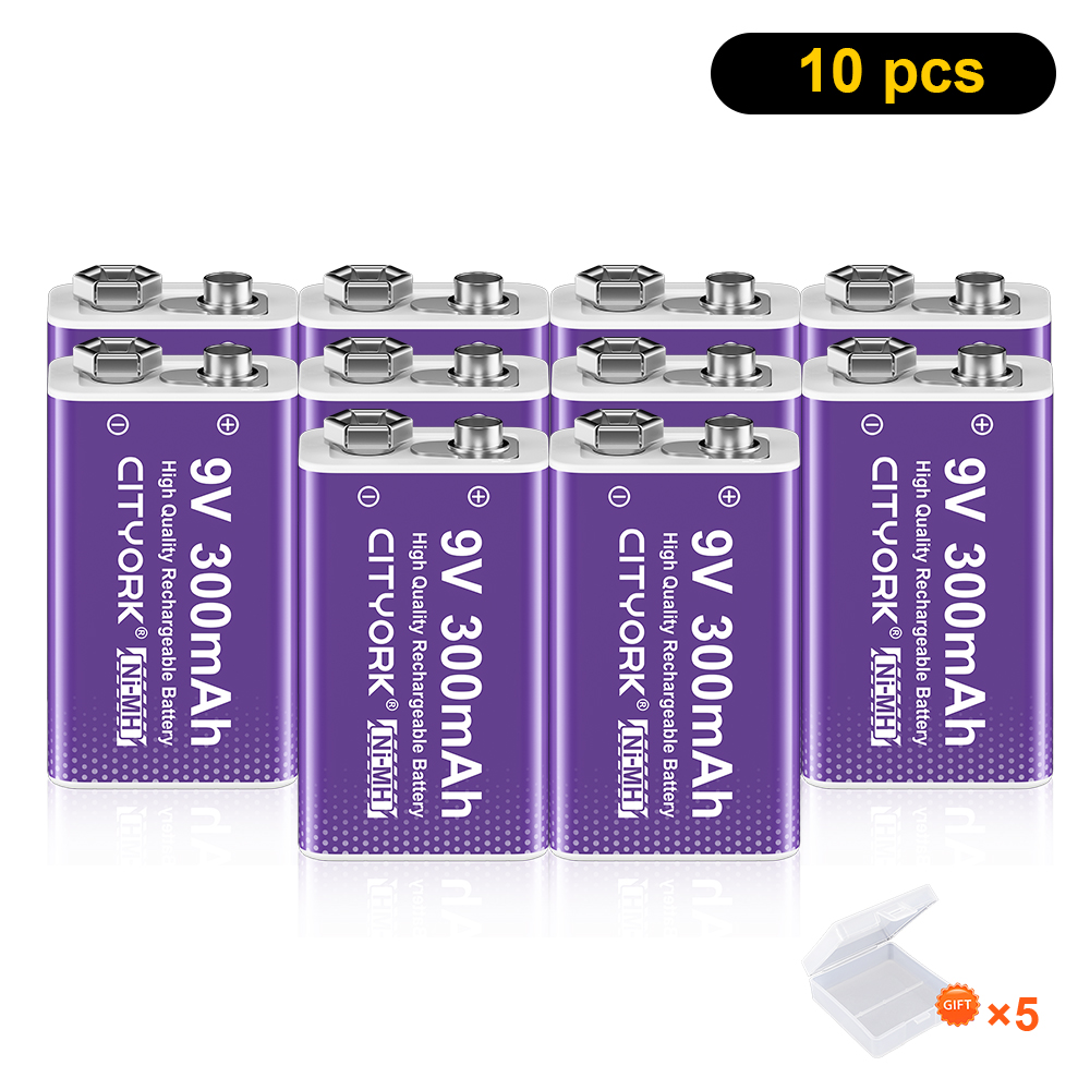 1-10PCS 9V NIMH Rechargeable Battery 9V 6F22 NI-MH Batteries for Microphone Electric Guitar With 5 Slots 9V Battery Charger: Dark Grey
